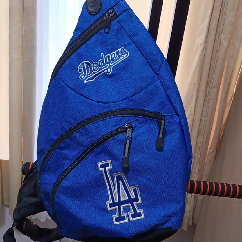 Blue and Black Dodgers Backpack with Embroidered Logo